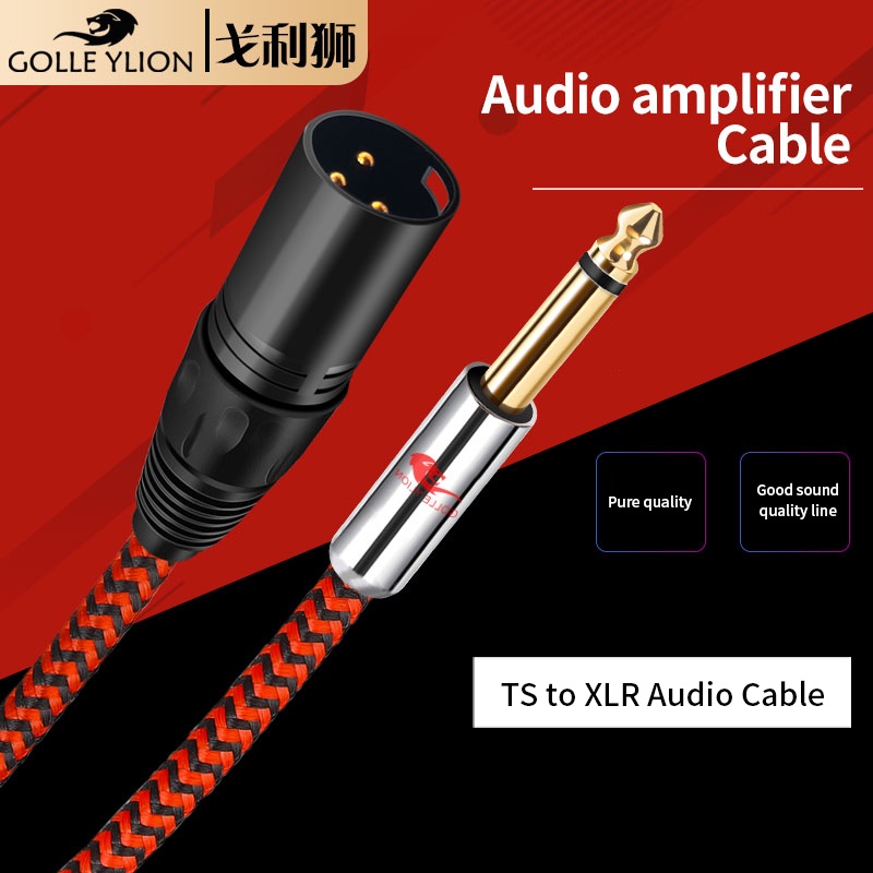 GOLLEY LION 1/4 นิ้ว 6.35มม.Mono Ts To Xlr Male อะแดปเตอร์สายเคเบิ้ลเสียงสําหรับไมโครโฟน