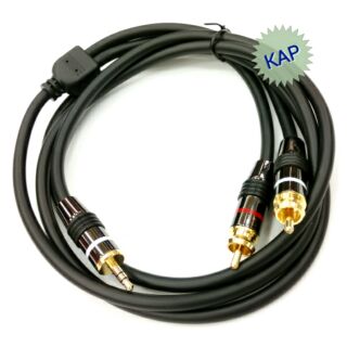 Copper 3.5mm Jack to 2 RCA M/M Audio Connection Cable - Black (150cm)