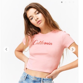 forever21 pink crop t shirt