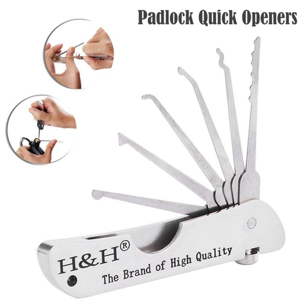 Lock Picking Set Foldable 7 in 1 Stainless Steel Lock Pick Set with Wrench Compact Training Kit for Beginners Professionals