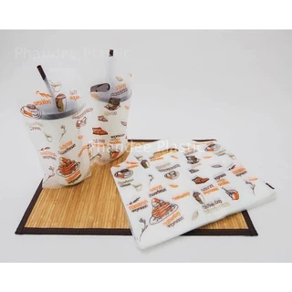 ถุงใส่แก้วกาแฟ2ช่องพิมพ์ลาย ขนาด 16และ22ออนซ์ บรรจุ 6 แพ็ค แพ็คละ 100 ใบ