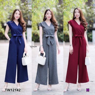 TW12142 Jumpsuit จั้มสูทแขนกุด ขายาวผ้าสลาฟ