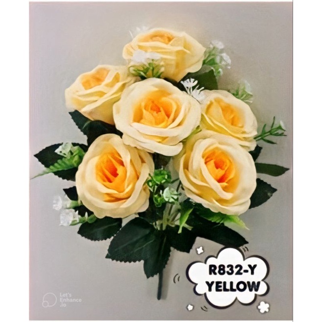 ✅(ถูกที่สุด พร้อมส่ง) ดอกกุหลาบปลอม 6 ดอก ดอกมาเรียจูเนียร์บูช  ขนาดดอก 6.5*4.5เซนติเมตร สูง 30 เซนติเมตร - รูปที่ 2