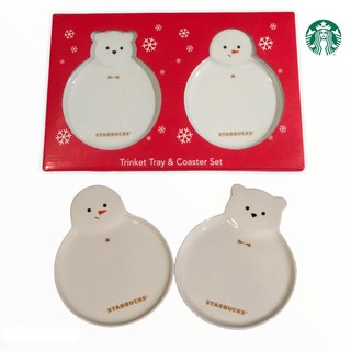 Starbucks Singapore 2018 Trinket Tray &amp; Coaster Set in Snowman Design