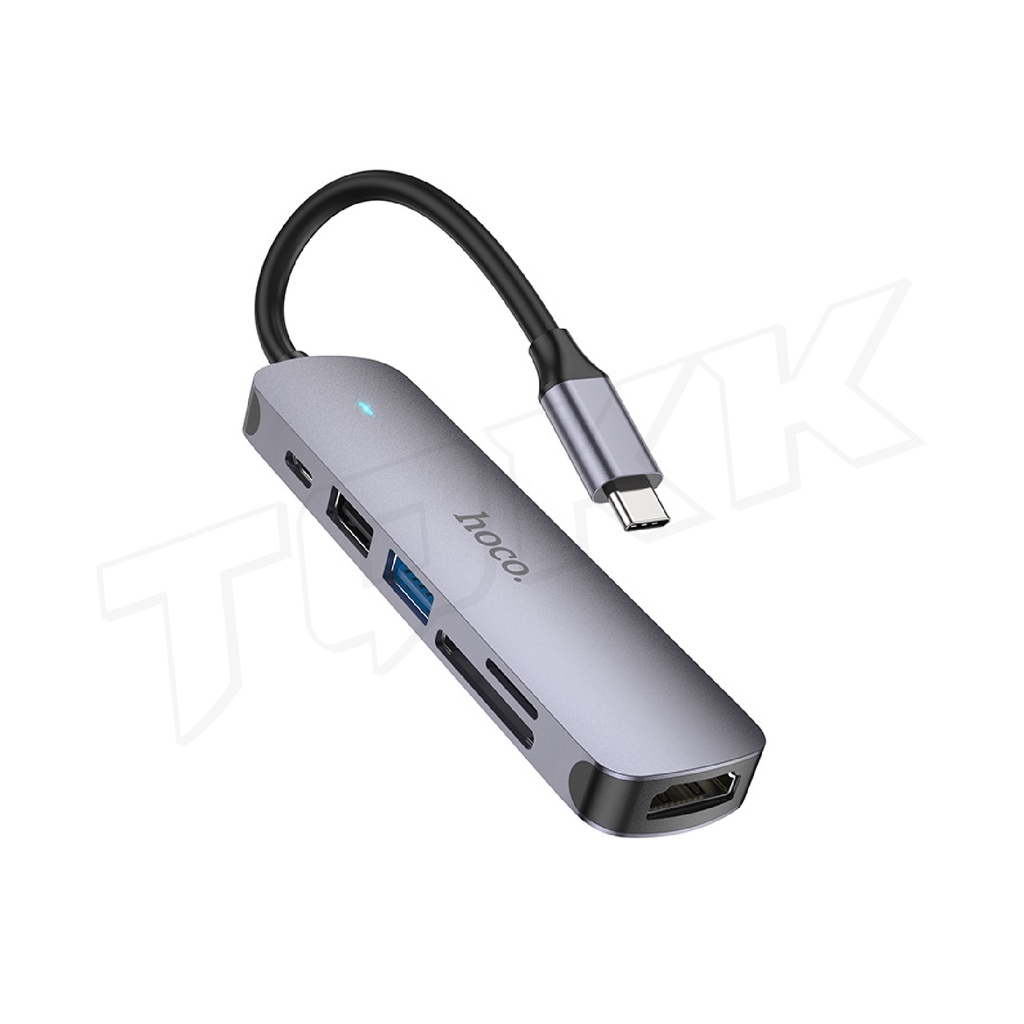 Hoco HB28 Easy display HUB ตัวแปลง Type-C เป็น HDTV+ USB3.0 + USB2.0 + SD + TF + PD อะแดปเตอร์ 6 in 1