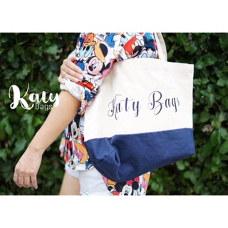 กระเป๋าแคนวาสปักชื่อ Personalized Tote Bags