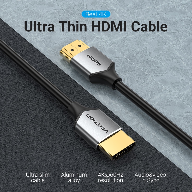 Vention สาย HDMI บางพิเศษ 4K 60Hz HDMI2.0 สายเคเบิล สําหรับ PC Xbox เกมมอนิเตอร์ ตัวผู้ เป็นตัวผู้ HD