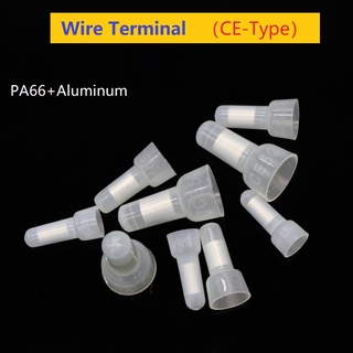 50/100pcs CE Type CE-1 CE-2 CE-5 CE-8 Wire Terminal Pressure Line Nylon66 Closed End Caps Connector Car Audio Cable Crimp Splice ขั้วต่อสายไฟ CE Type CE-1 CE-2 CE-5 CE-8 ไนล่อน