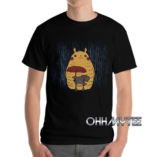 เสื้อยืด พิมพ์ลายการ์ตูนอนิเมะ Totochu My Neighbor Totoro X Pikachu น่ารัก แฟชั่นสําหรับผู้ชาย