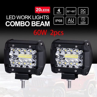 ไฟสปอตไลท์ LED BEAM US 60W 12V สีขาว สําหรับรถยนต์ รถจักรยานยนต์ 2 แพ็ก