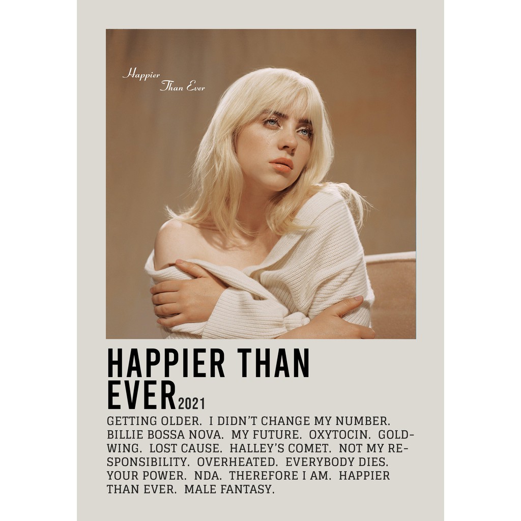 ปกโปสเตอร์ อัลบั้ม Happier Than Ever โดย Billie Eilish