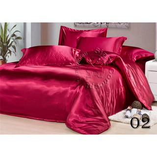 ชุดเครื่องนอนผ้าซาติน 6 ฟุต ( SD602 สี Wine Red )