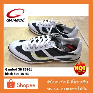 ผ้าใบแบบผูกเชือก ทรงโอนิ สีดำ นิ่ม ใส่ทำงาน-เที่ยว gambol GB 86161 36-43