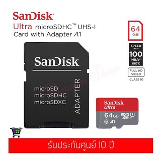 เมมโมรี่การ์ด Sandisk Ultra MicroSDXC A1 64GB 100MB/S UHS-1 Class 10 (SDSQUAR-064G-GN6MA)