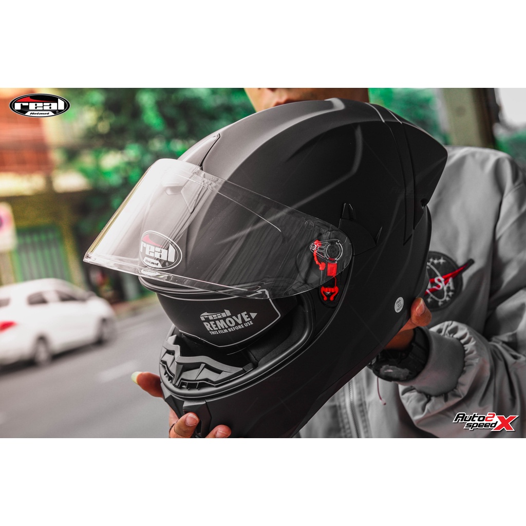 ลด190ขึ้นอัตโนมัติ หมวกกันน็อค REAL FALCON RAPTOR สีพื้นดำด้าน ...