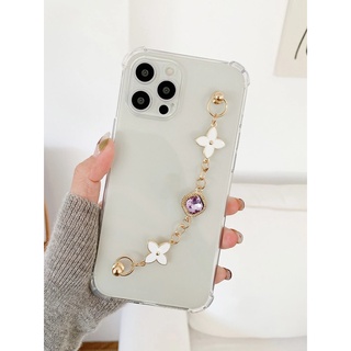 เคสโทรศัพท์ไอโฟน(iphone)ใส พร้อม ดอกไม้ สายคล้องมือ