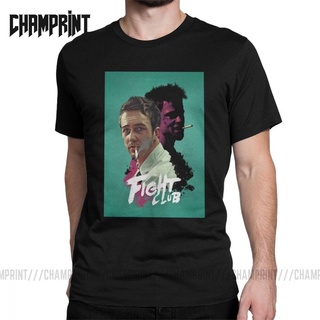 เสื้อยืดแขนสั้น ผ้าฝ้ายแท้ พิมพ์ลายโปสเตอร์ภาพยนตร์ Fight Club สําหรับผู้ชายS-5XL