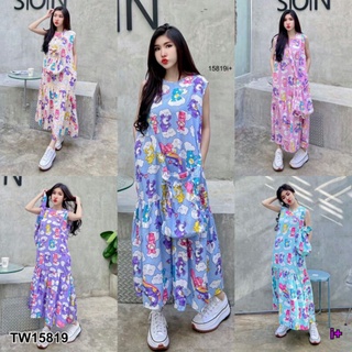 Maxi Dress เดรสยาวแขนกุด เย็บต่อชาย