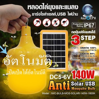 IWACHI หลอดไฟไล่ยุง 140W * เปิดปิดอัตโนมัติ * โซล่าเซลล์  (ปรับแสงได้ 3 STEP) IWC-BULB-MOS-SOLAR-140W-1800K/หามาลด