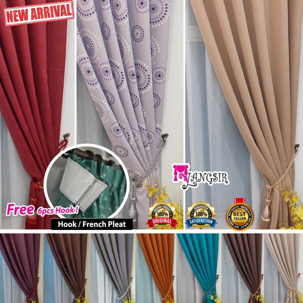 MYLANGSIR ผ้าม่านหน้าต่างและประตูทึบแสง BC / กว้าง 140 ซม. x สูง 230 ซม. / จีบฝรั่งเศส [ฟรีตะขอ]