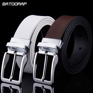 BATOORAP ผู้ชายเข็มขัดสีขาว 360 ° หมุน Silver Alloy หัวเข็มขัดแฟชั่นอุปกรณ์เสริม 33 มม. กว้าง Z968P68T