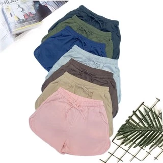 🔥ลดราคา🔥 กางเกงขาสั้นผู้หญิง สีพื้น ปลายขาเว้า สาวอวบใส่ได้