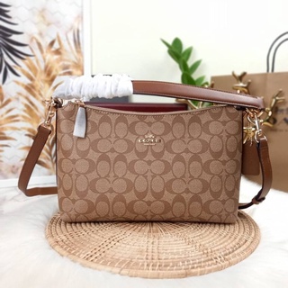 พอชใบใหญ่ COACH LEWIS SHOULDER BAG IN SIGNATURE CANVAS