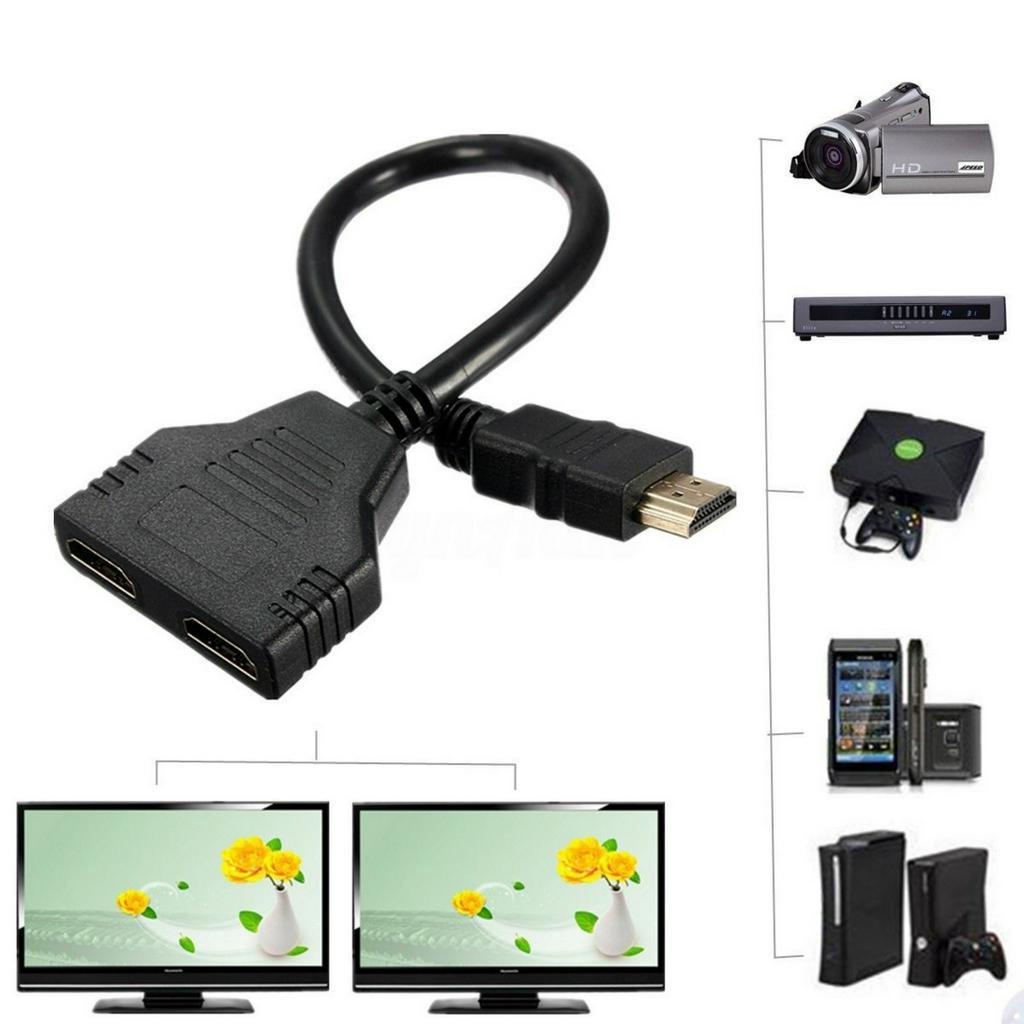 ✅สายแปลงสัญญาณ Y HDMI 1เครื่อง ออก 2จอ 1080P HDMI Male to 2x HDMI Double Female Y Splitter Adapter Cable Lead For HD TV