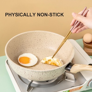 ◆Frying Pan Home Wok Induction Cooker Pan Gas Stove Smoke-Free Fried Egg Steak Pan Cooking Pot Non Stick Pan with Lid Cr