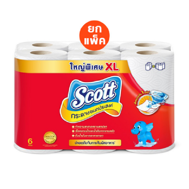 [ขายดี] สก๊อตต์ กระดาษอเนกประสงค์ รุ่น Big Roll XL แผ่นใหญ่ ความยาวพิเศษx 6 ม้วน Scott Paper Towel Big Roll XL 6 Rolls