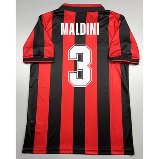 เสื้อบอล ย้อนยุค เอซี มิลาน เหย้า 1990 Retro AC Milan Home พร้อมเบอร์ชื่อ 3 MALDINI เรโทร คลาสสิค 1990-92