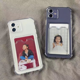 เคสซิลิโคนใส เคสใสทรงสี่เหลี่ยม เคสใส่บัตร สำหรับ iphone 14 Pro max 13 Pro max 13 mini 12 pro max 11 pro max 6 7 8 plus