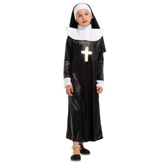 7C130 ชุดเด็ก ชุดแม่ชี พร้อมสร้อยกางเขน The Nun Halloween Costumes