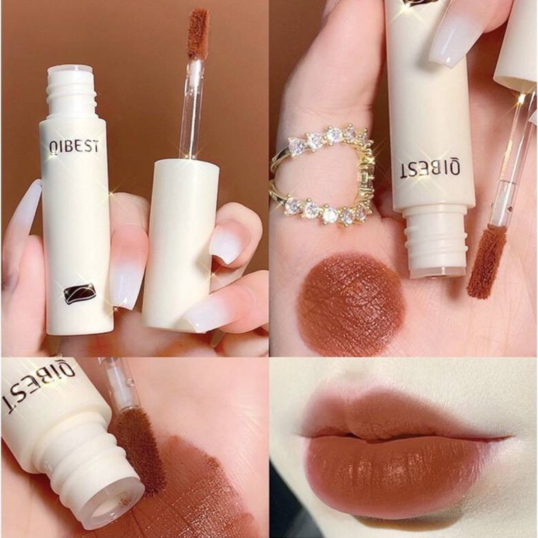 M018 QIBEST ลิปช็อคโกแลต เนื้อแมทกำมะหยี่ สีสวย ติดทน ปากไม่แห้ง