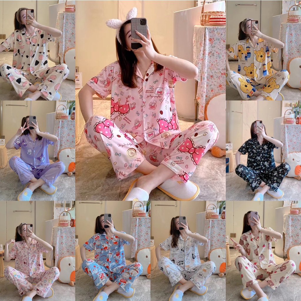 B333★ส่งจากไทย★ ชุดนอนผู้ใหญ่ผ้าคอตตอน ลายใหม่ แขนสั้นขายาว ลายน่ารัก