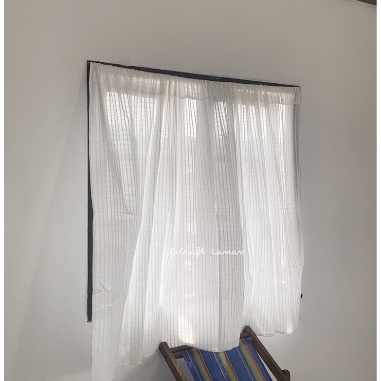 ผ้าม่านผ้าฝ้ายสไตล์มินิมอลสีขาว แบบบางพริ้ว ไม่มีเชิง ขนาดกว้าง150x130cm หน้ากว้างพิเศษสำหรับหน้าต่างใหญ่ (BS150130)