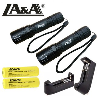 LA&amp;Aไฟฉาย(2 ชุด) Rechargeable Flashlight T6-8015