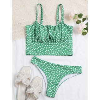 New Shein bikini flower dot green set พร้อมส่ง