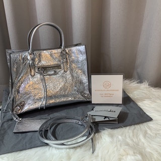 New Balenciaga papier A6 Metallic double silver