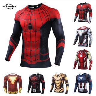 ใหม่ เสื้อยืดลําลอง แขนยาว ลาย 3D superhero spiderman เหมาะกับการเล่นกีฬา แฟชั่นสําหรับผู้ชาย T-shirt