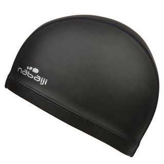 หมวกว่ายน้ำ Nabaiji ผ้าตาข่ายซิลิโคนสีพื้น (สีดำ) SWIM CAP SILIMESH - BLACK