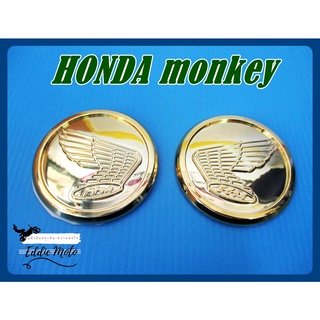 HONDA MONKEY SIDE FUEL TANK "PLASTIC" "GOLD" EMBLEM  // โลโก้ทรงกลม อลูมิเนียม สีทอง พร้อมกาวติด สินค้าคุณภาพดี