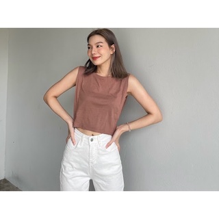 Pela.bkk-Belloc Crop top เสื้อครอป สีน้ำตาล (ฺฺBrown)