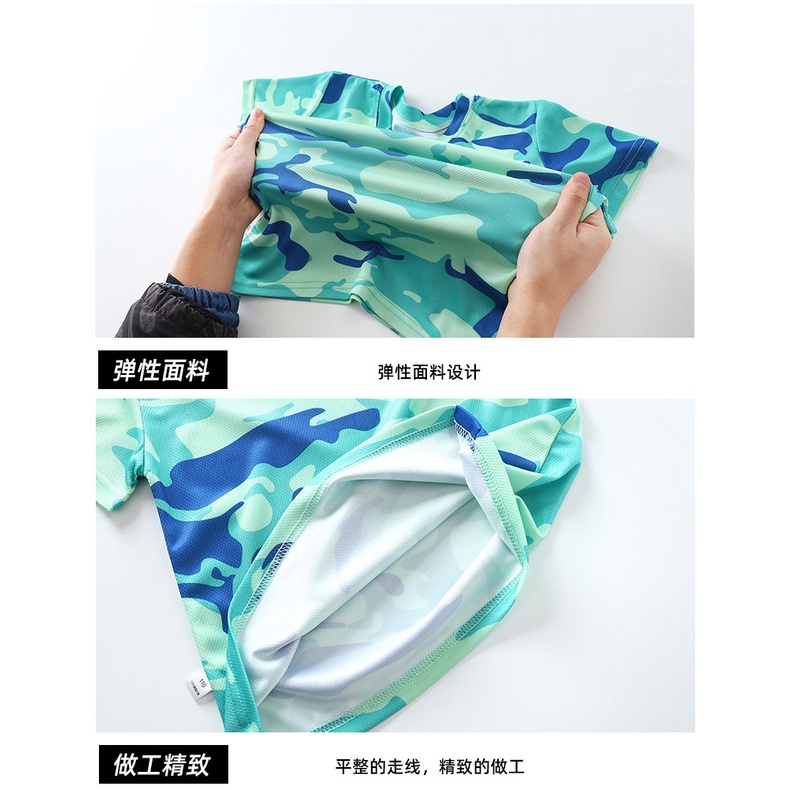 Soffny (1-16Y) Boy แห้งเร็วชุดกีฬาชุดเสื้อยืด + กางเกงขาสั้นกางเกงชายเสื้อเสื้อผ้าทารกชุดวันเกิดงานแต่งงานอาบน้ําญี่ปุ่นเกาหลี S - รูปที่ 4