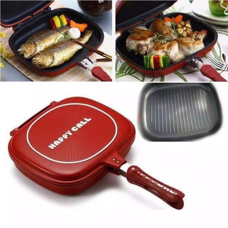 Happy Call Jumbo Double Pan – กระทะย่างอเนกประสงค์แบบไม่ติดสําหรับย่างและทําอาหาร