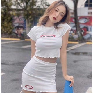 เซตเสื้อกระโปรง Foxy สกรีน KI Alien เข้าซัมเมอร์ก็ต้องเผ็ดร้อนกันหน่อยนะจ๊ะ ผ้าคอตตอนใส่สบาย