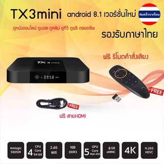 AD0021(ฟรีรีโมตคำสั่งเสียง) กล่องแอนดรอย Tx3Mini 1/8GB - Android 8.1 ,Amlogic S905W, WIFI 2.4 ,รองรับ 4K ลงแอพฯ จัดเต็ม