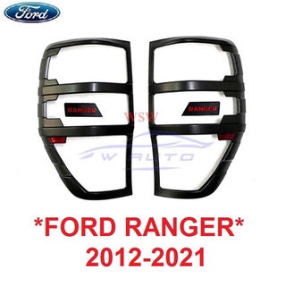 1คู่ สีดำด้าน ทับทิมแดง ครอบไฟท้าย ฟอร์ด เรนเจอร์ FORD RANGER PX T6 MK2 2012-2021 ครอบไฟท้ายรถยนต์