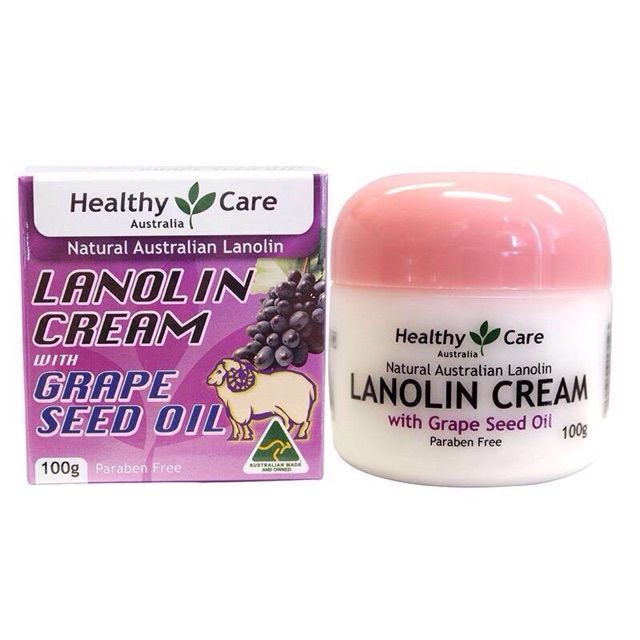 ครีมรกแกะแท้จากประเทศออสเตรเลีย Healthy Care Lanolin Cream With Grape Seed 100g