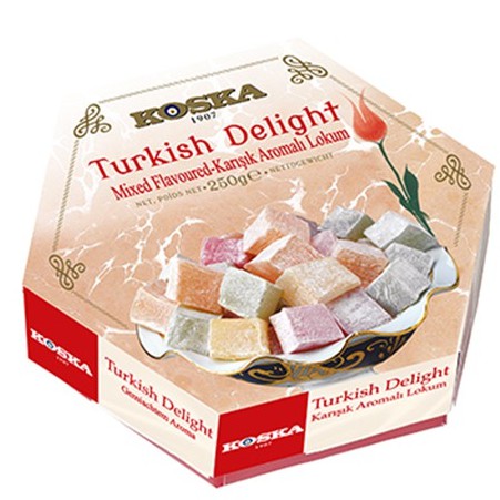 *พร้อมส่ง* เตอร์กิชดีไลท์ Turkish delight ขนมหวานชื่อดังจากประเทศตุรกี ขนาด 250 กรัม รสรวมรส วันหมดอายุ 10 2026